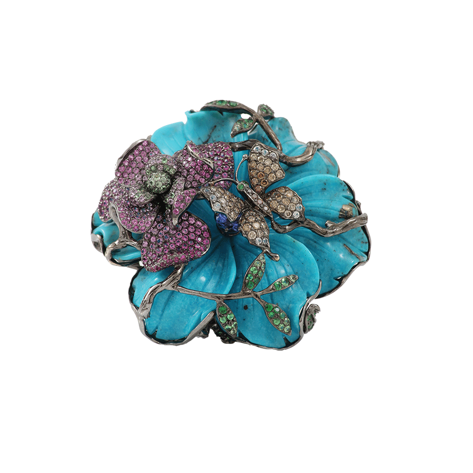 WENDY YUE, Carved Turquoise Flower Ring