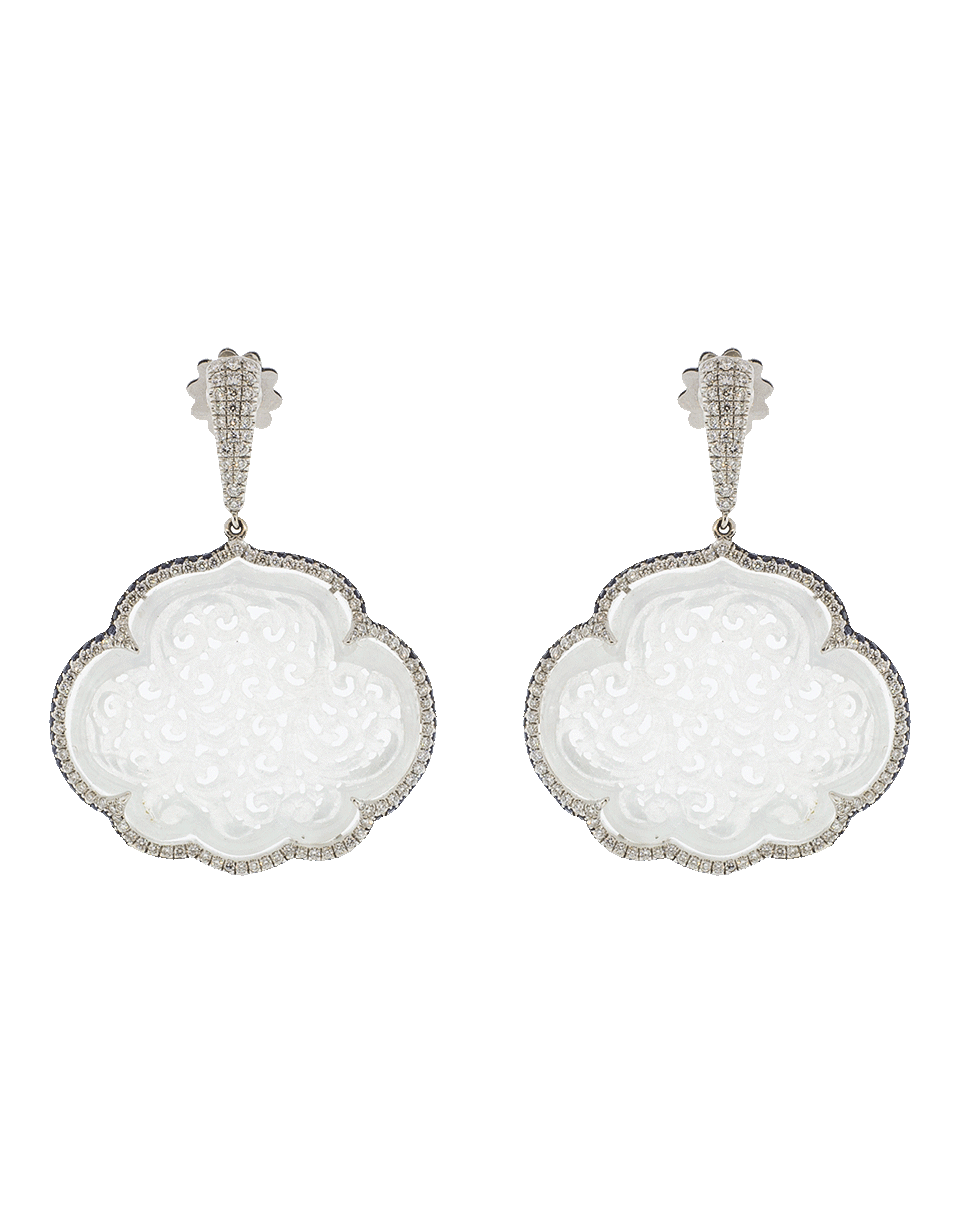 INBAR, Carved White Jade Cloud Earrings