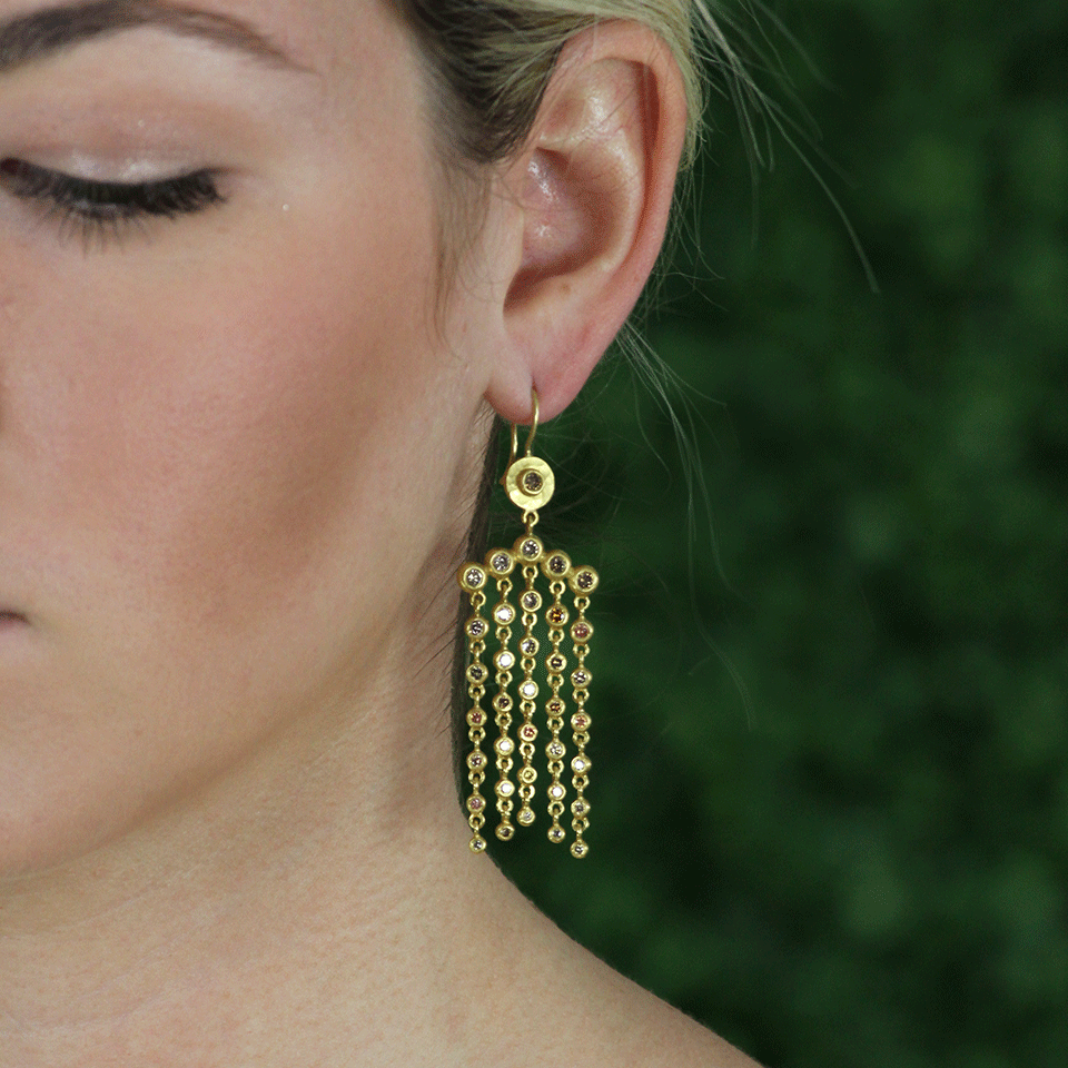 ANNIE FENSTERSTOCK, Cascade Natural Fancy Color Diamond Earrings