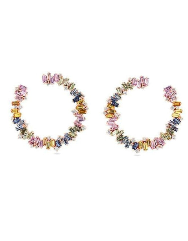 SUZANNE KALAN, Celeste Pastel Sapphire Sideways Hoop Earrings