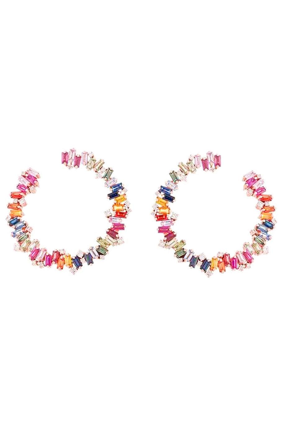 SUZANNE KALAN, Celeste Rainbow Sapphire Sideways Hoops