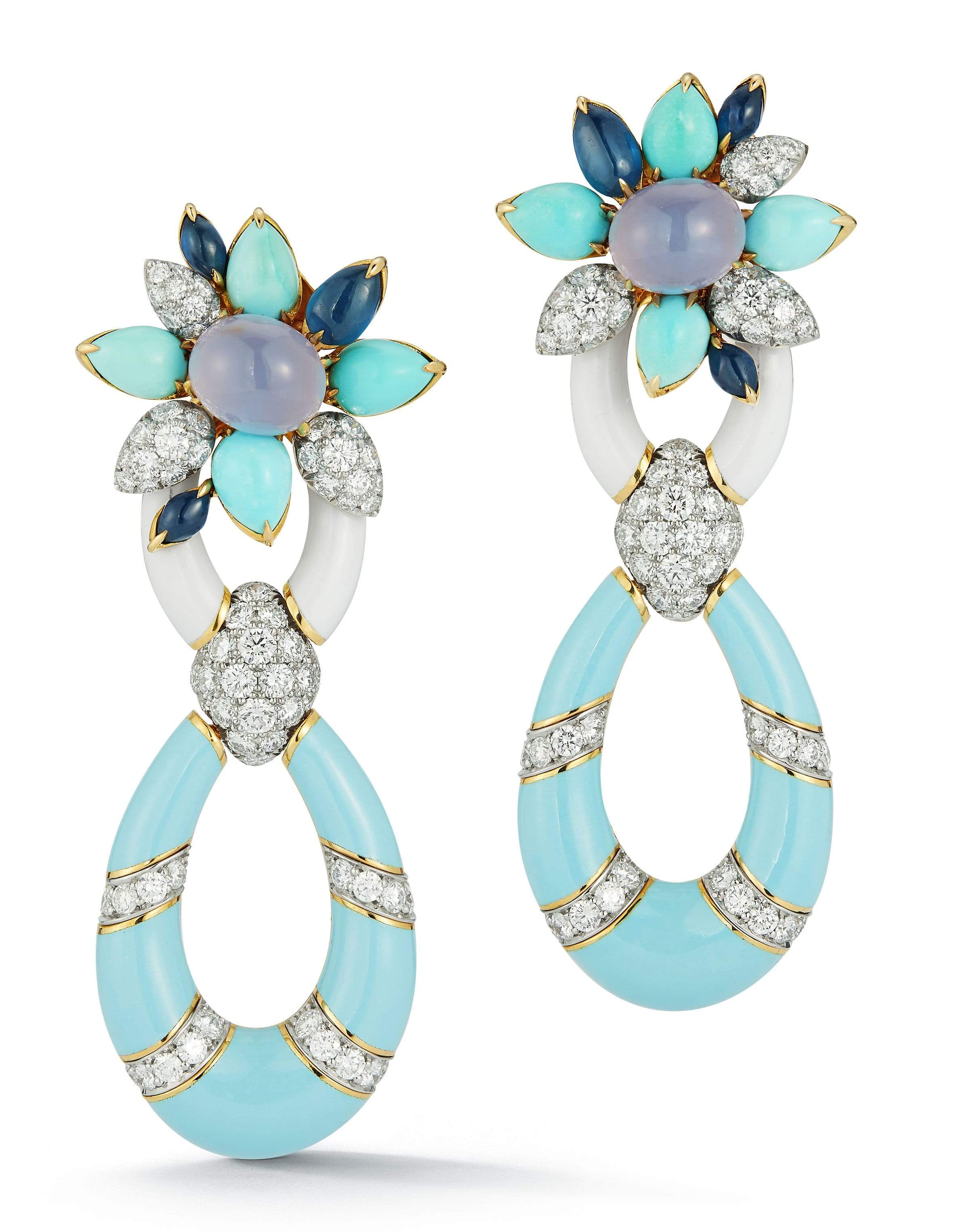 DAVID WEBB, Chalcedony Asheville Earrings