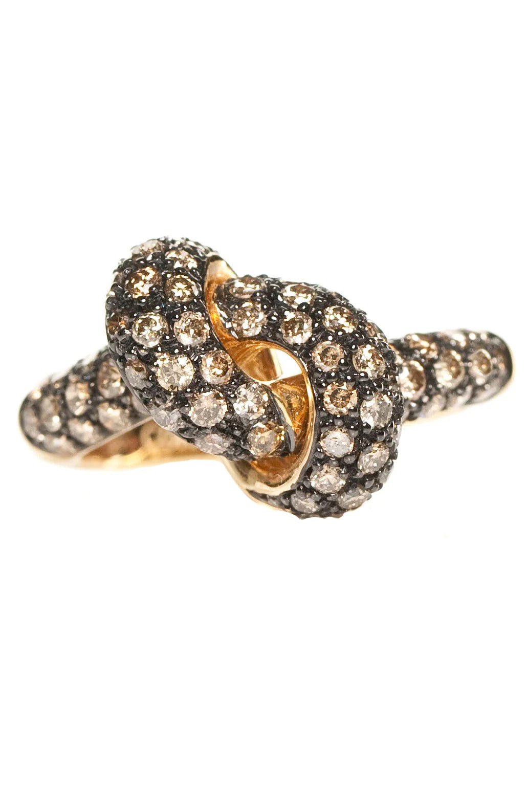 THE LOVE KNOT BY CORALIE, Champagne Diamond Love Knot Ring