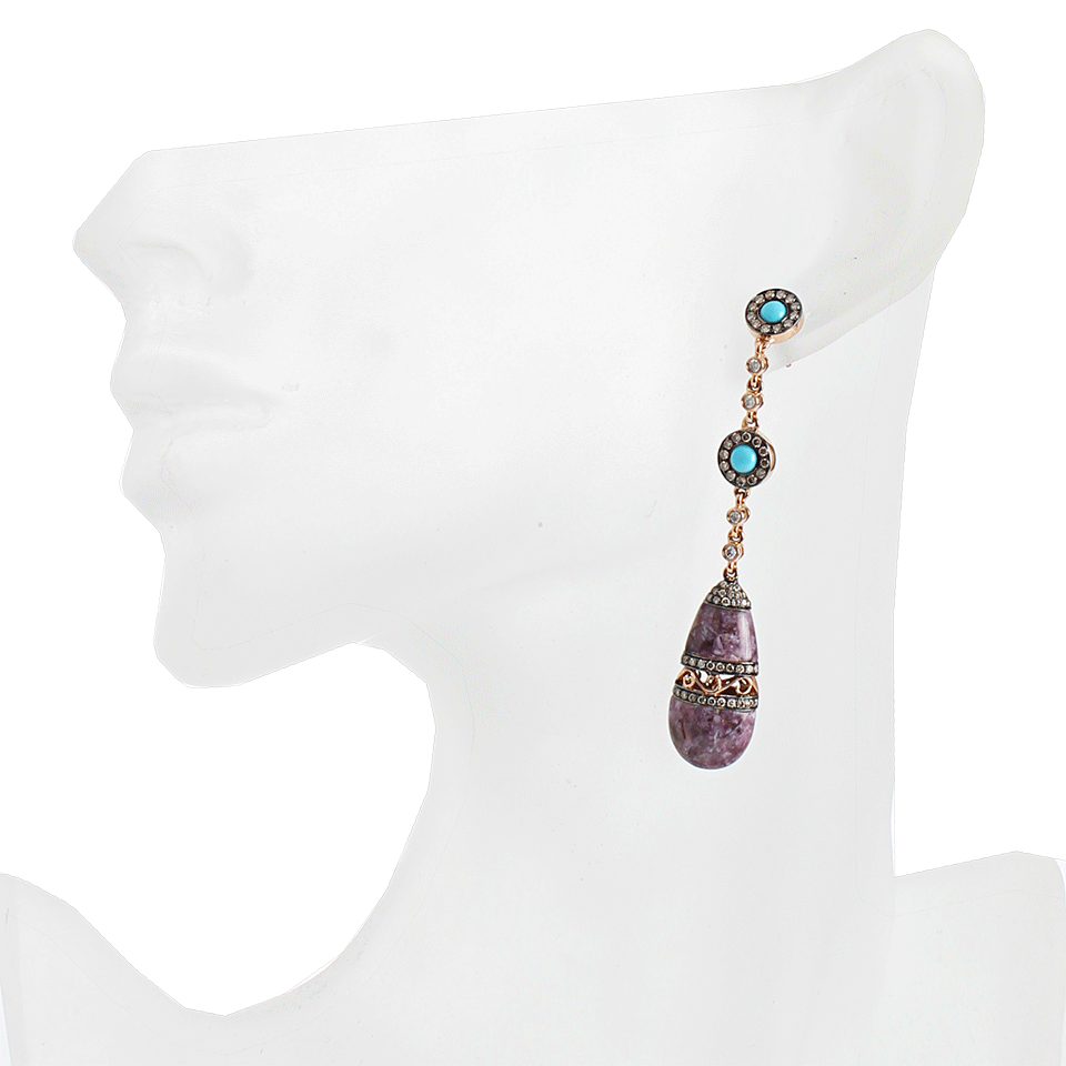 WENDY YUE, Charoite and Turquoise Drop Earrings