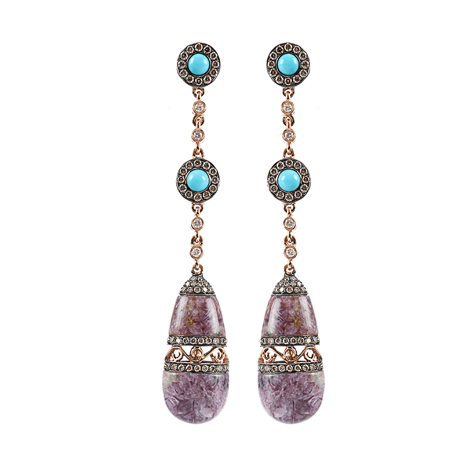 WENDY YUE, Charoite and Turquoise Drop Earrings