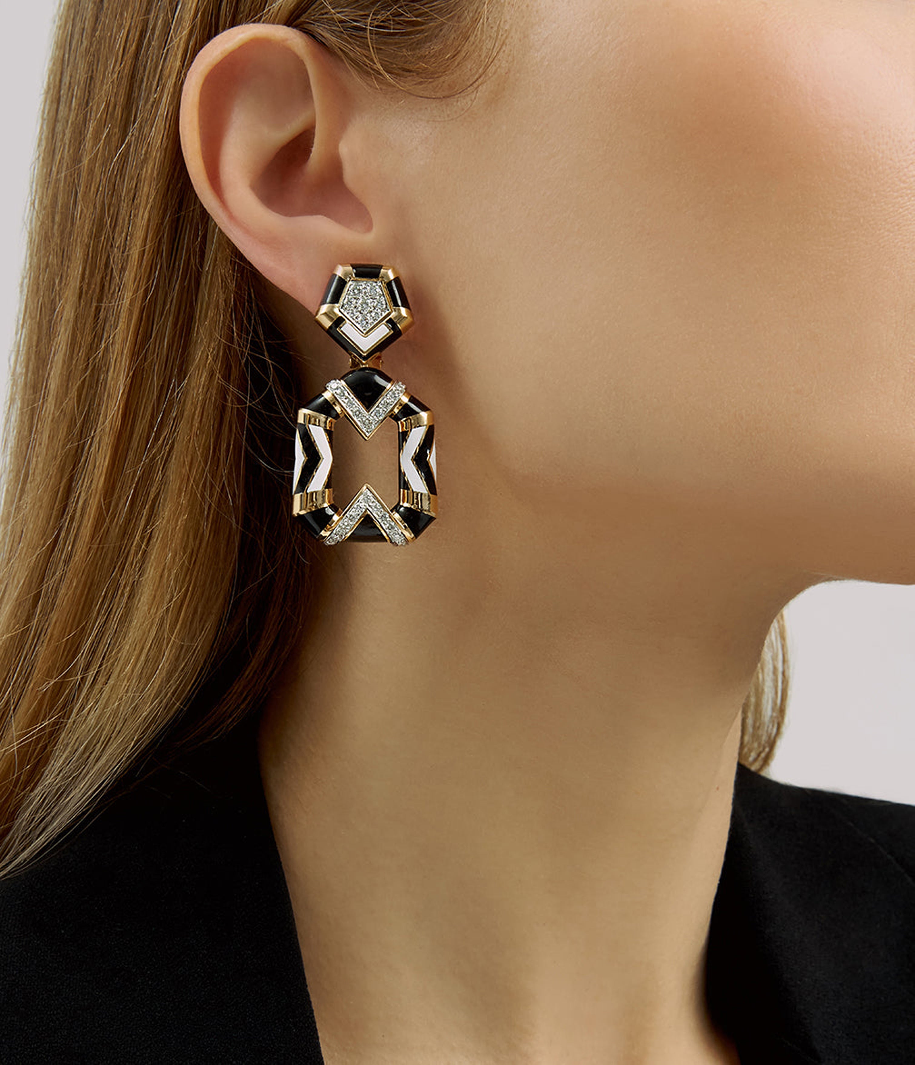 David Webb Workshop, Chevron Pentagon Earrings