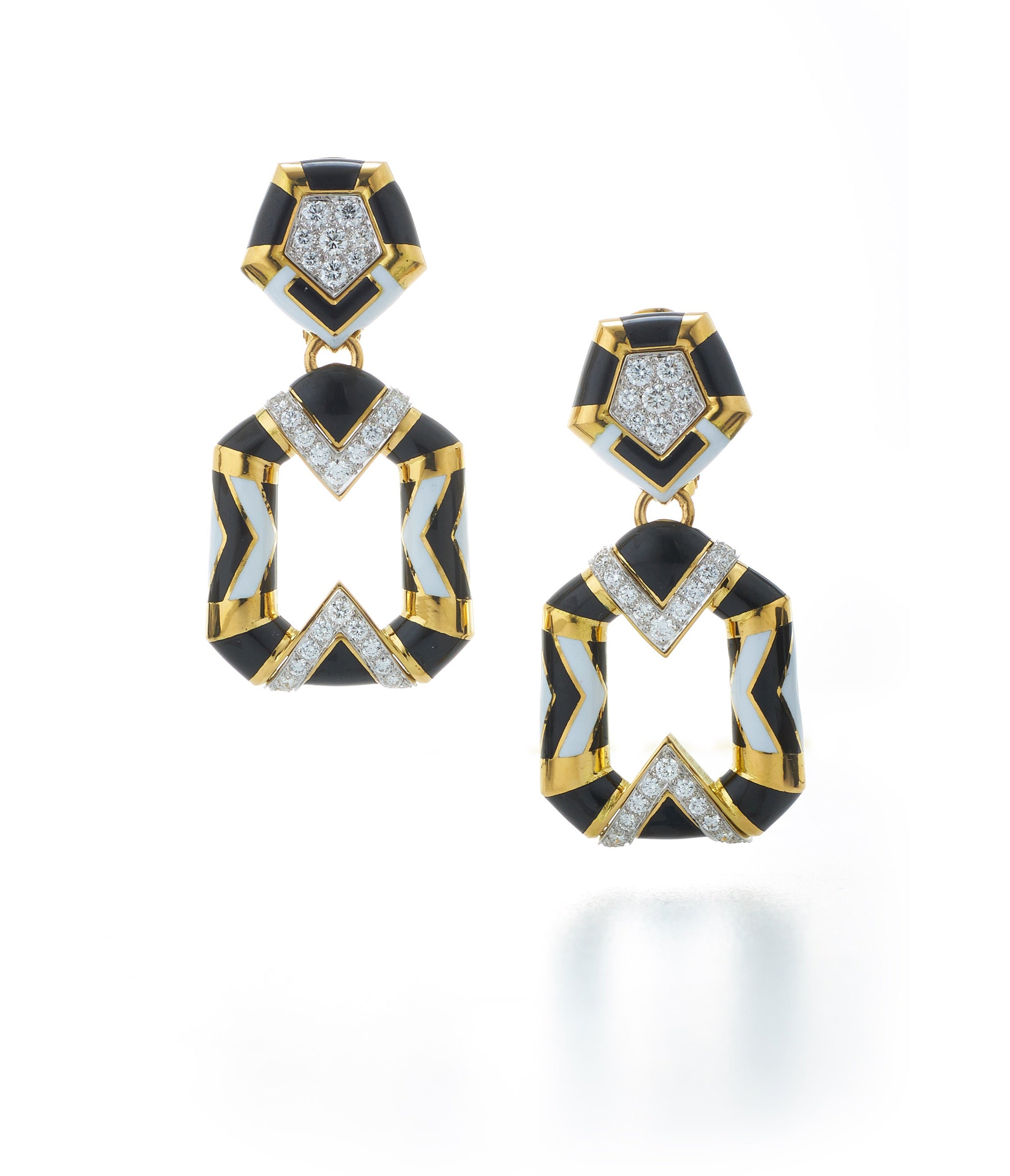 David Webb Workshop, Chevron Pentagon Earrings