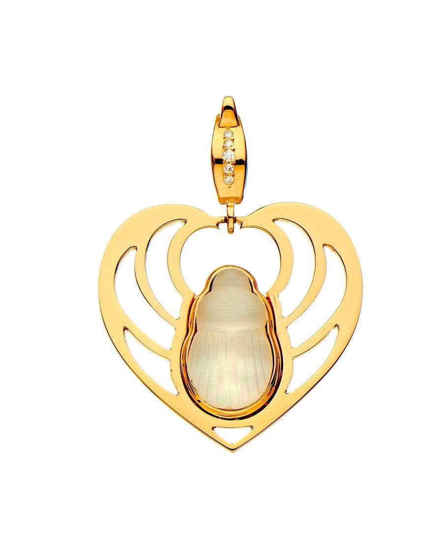 LITO, Chiara Mother of Pearl and Diamond Scarab Pendant