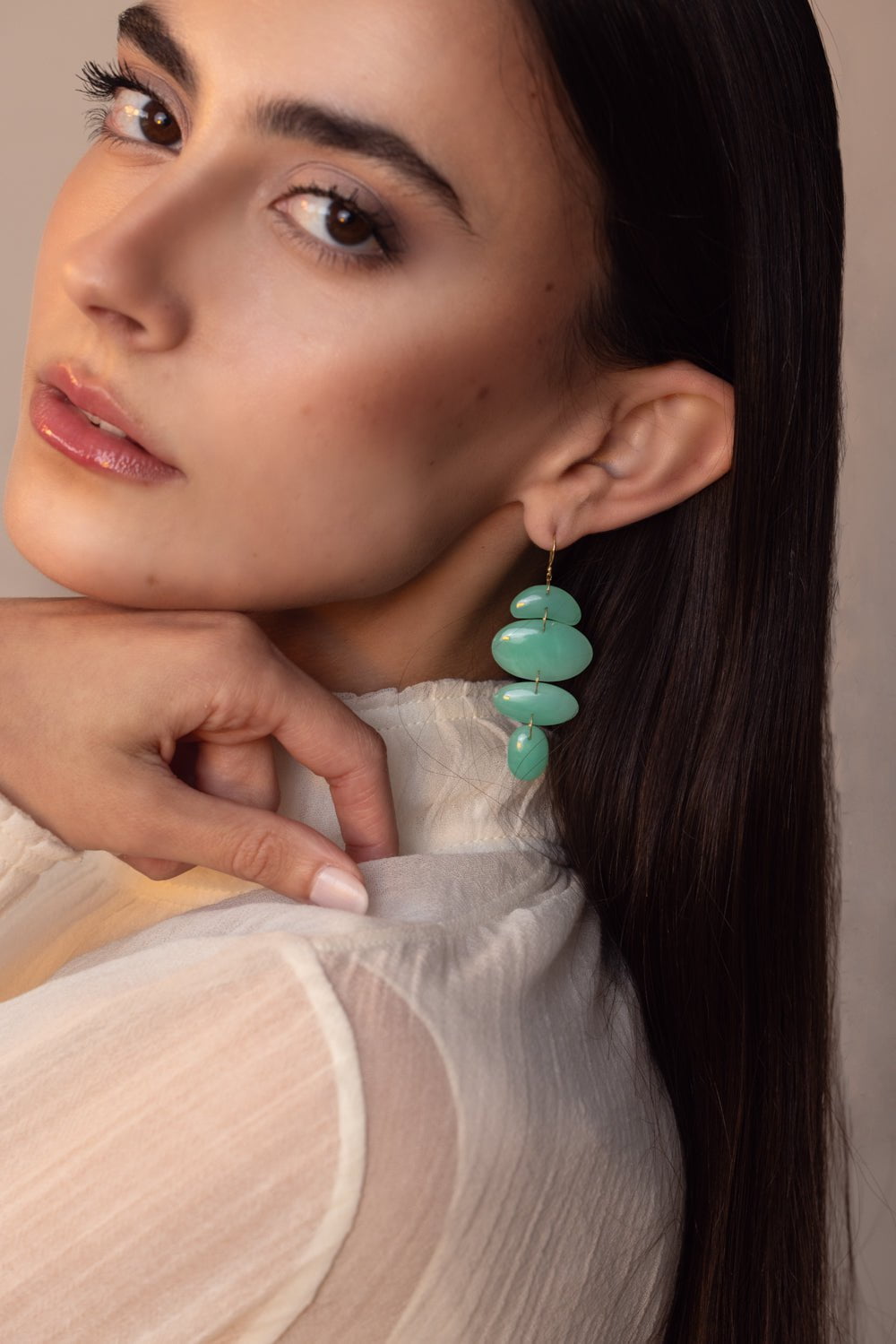 TEN THOUSAND THINGS, Chrysoprase Oval Totem Earrings