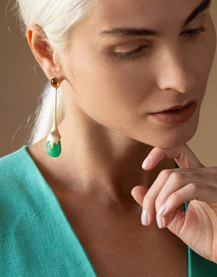 GUITA M, Chrysoprase and Spessartite Garnet Drop Earrings