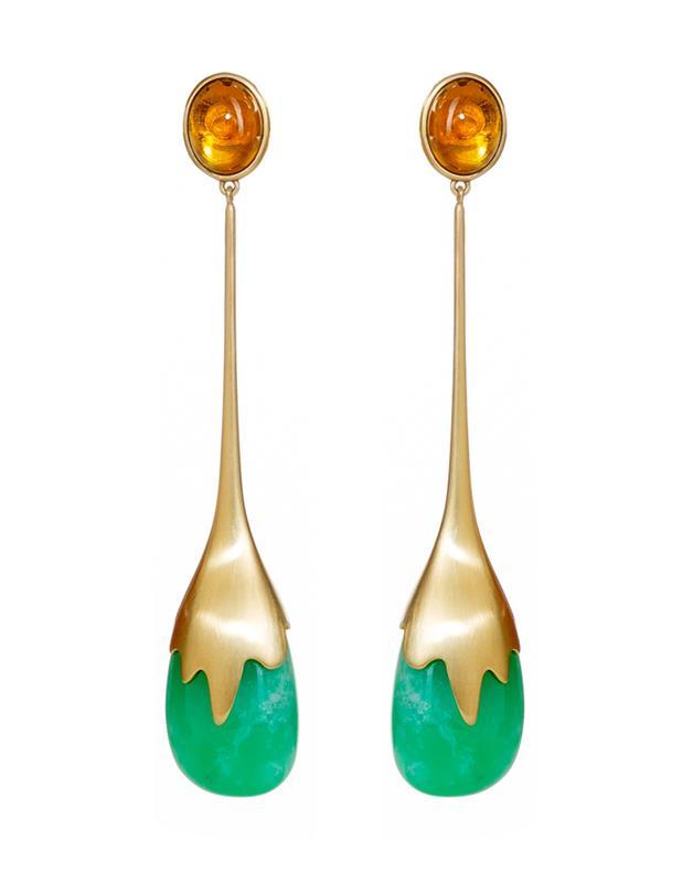 GUITA M, Chrysoprase and Spessartite Garnet Drop Earrings