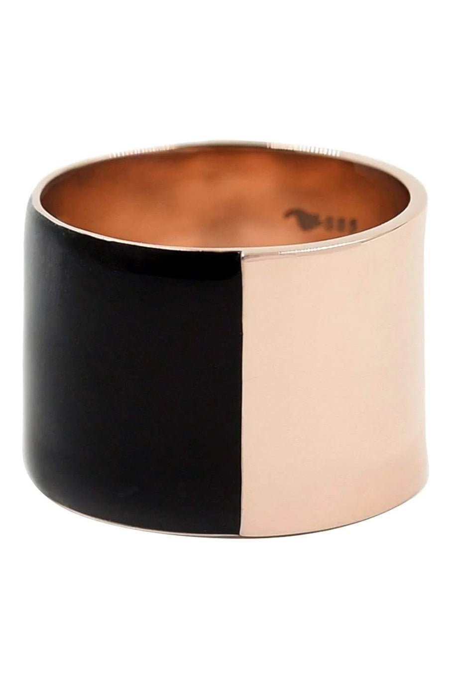 BONDEYE JEWELRY, Cigar Band Black Enamel and Rose Gold