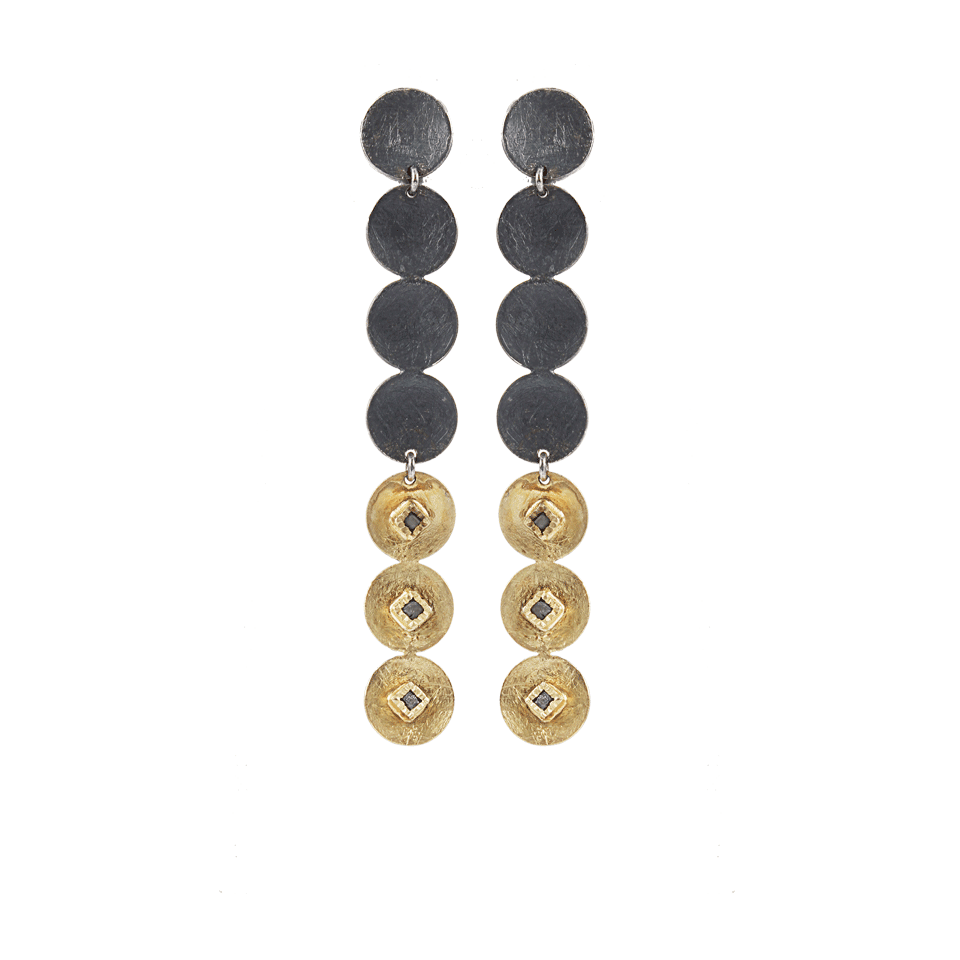 TODD REED, Circle Drop Raw Diamond Cube Earrings