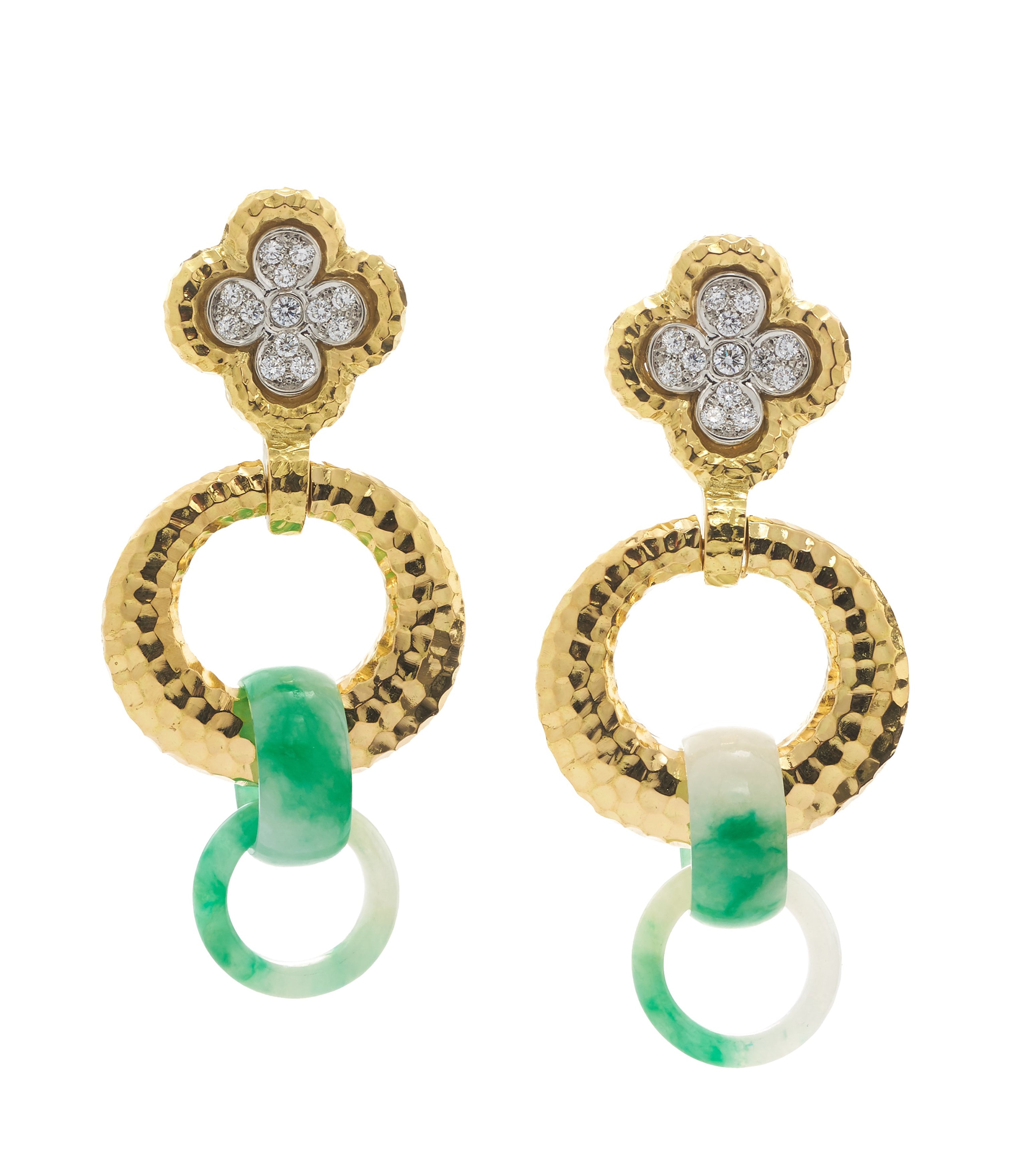 DAVID WEBB, Clover Hoop Drop Earrings