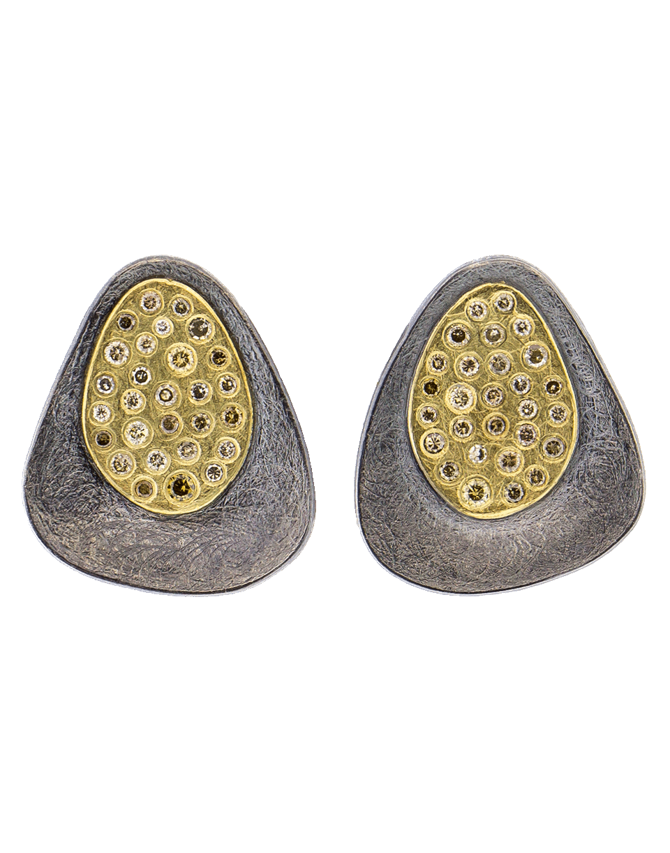 TODD REED, Cognac Diamond Silver Stud Earrings