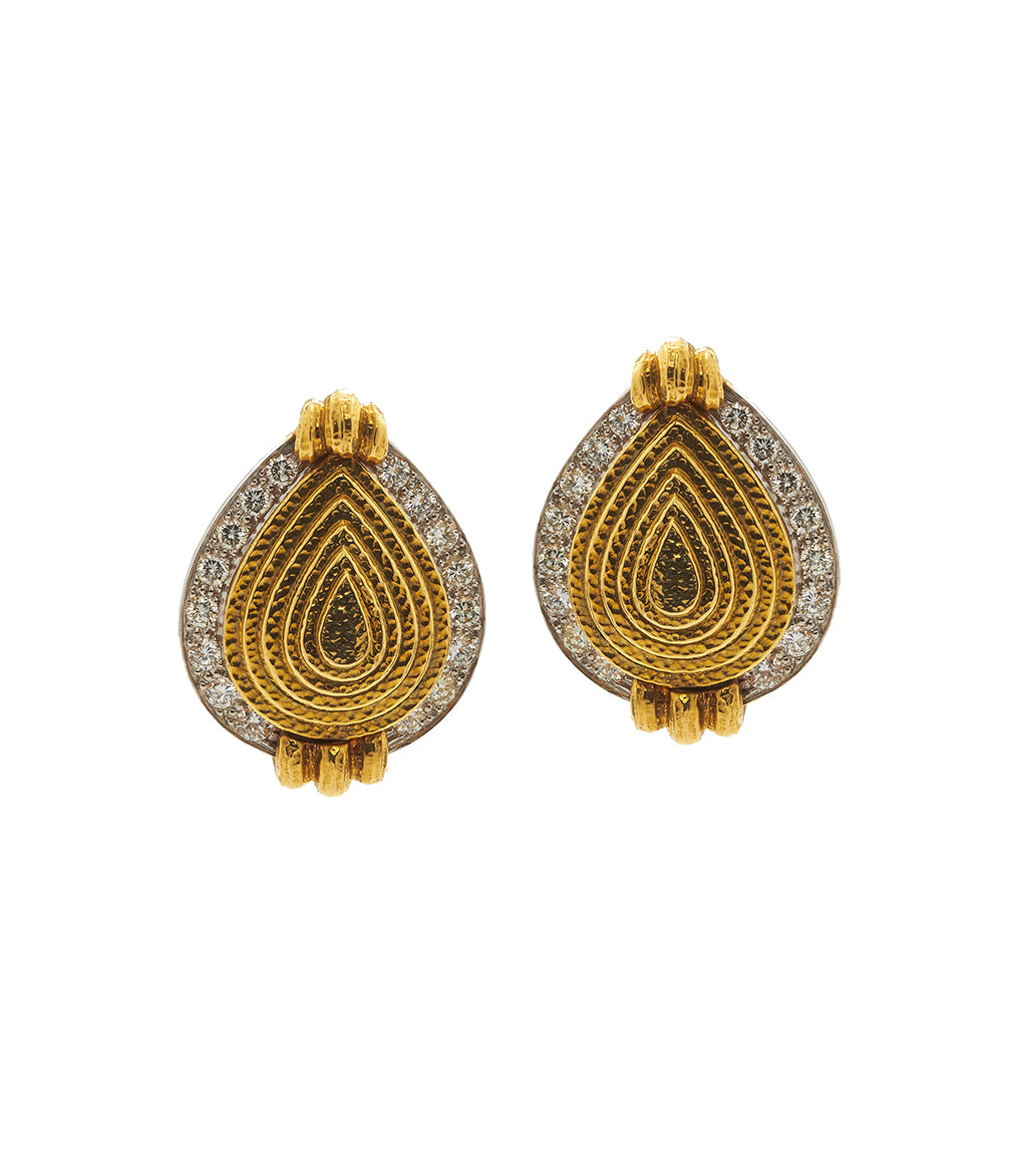 DAVID WEBB, Concentric Pear Earrings