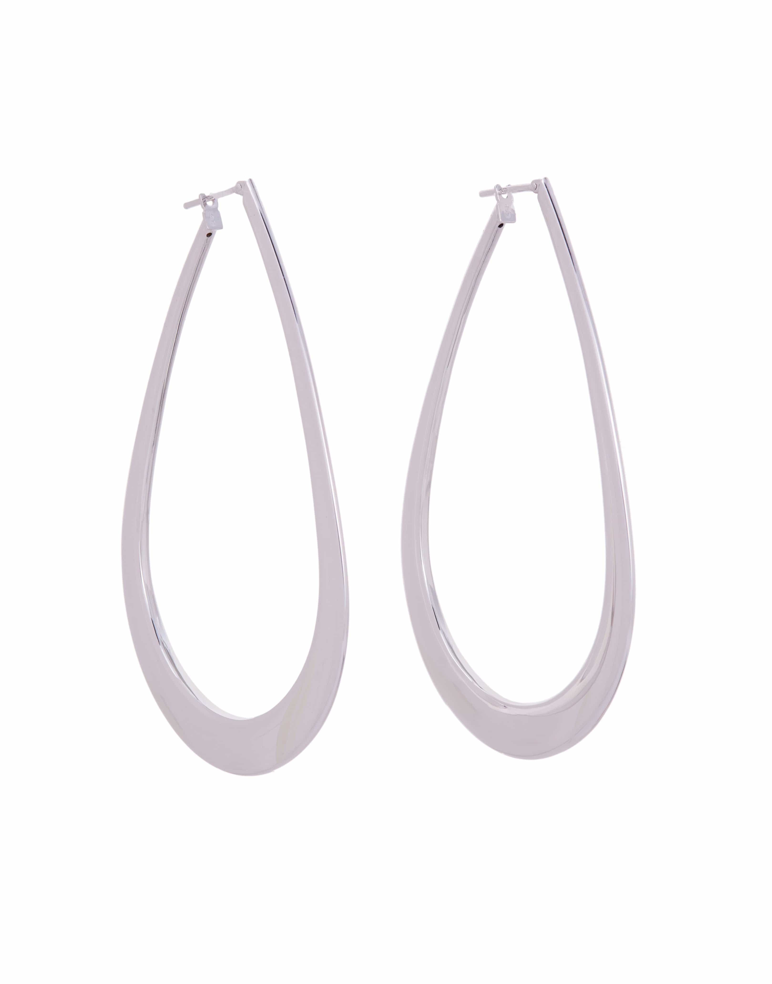 SIDNEY GARBER, Crescent Teardrop Hoops - White Gold