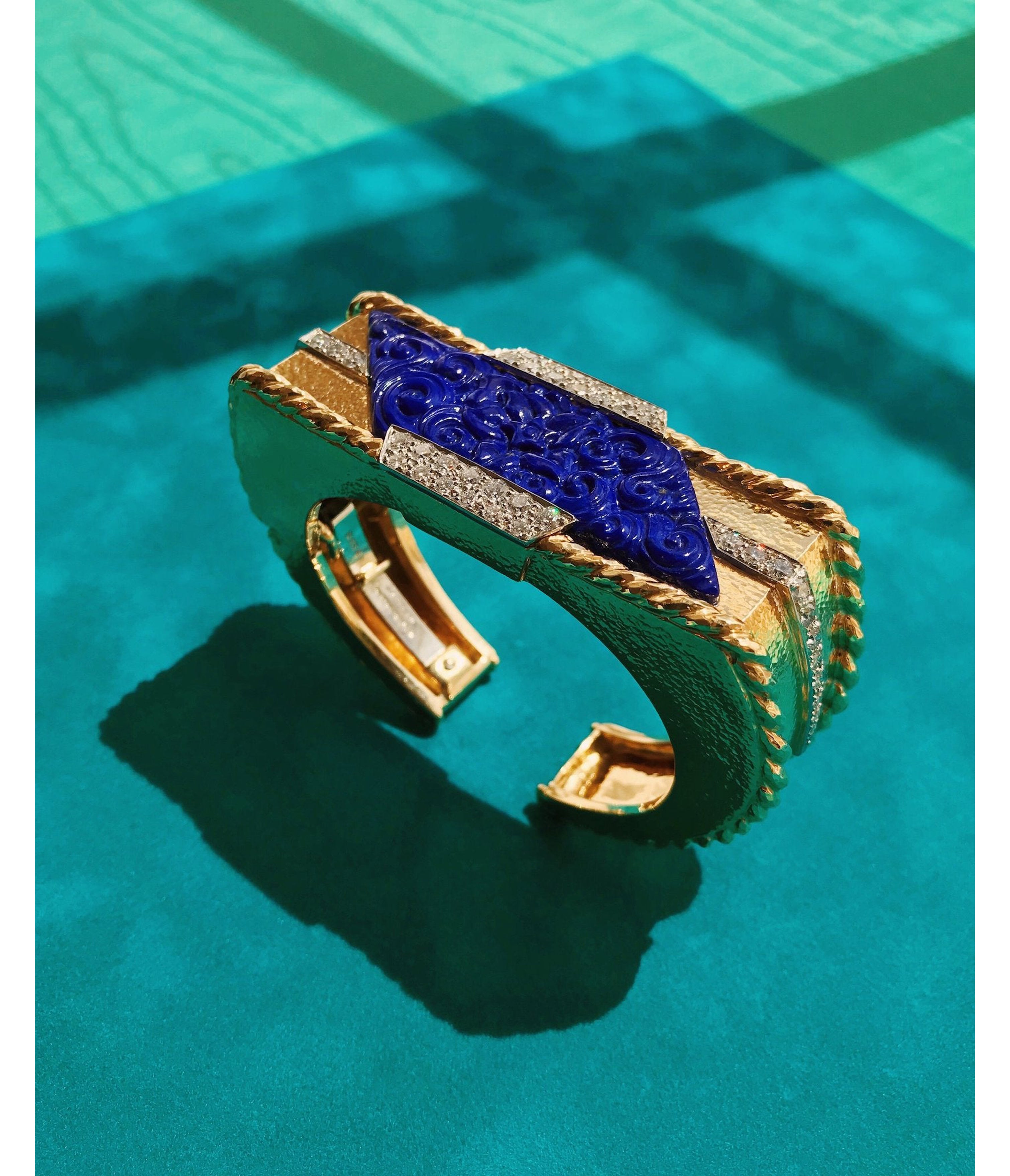 David Webb Workshop, Cuff, Lapis Lazuli, Diamonds