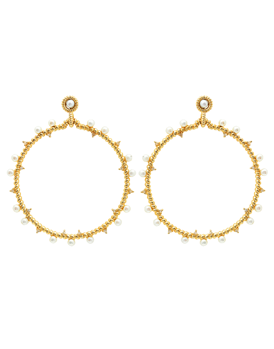 NANCY NEWBERG, Diamond And Pearl Hoop Earrings