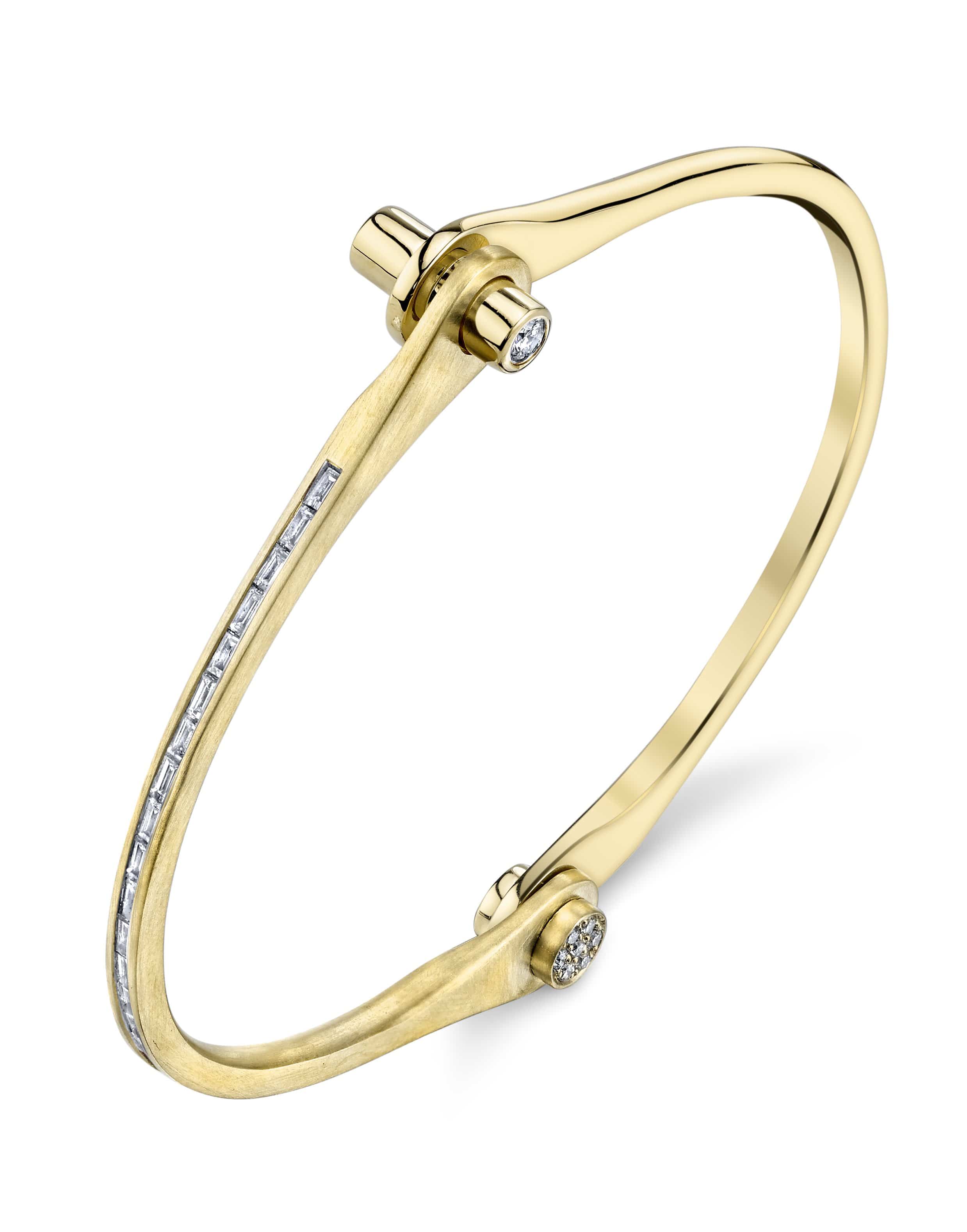 BORGIONI, Diamond Baguette Skinny Handcuff - Yellow Gold