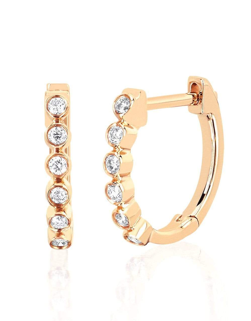 EF COLLECTION, Diamond Bezel Huggie Earrings