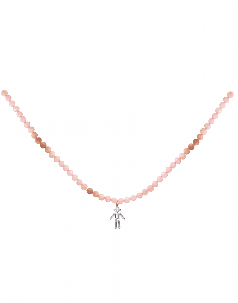 LITTLE ONES, Diamond Girl Pink Opal Bead Necklace