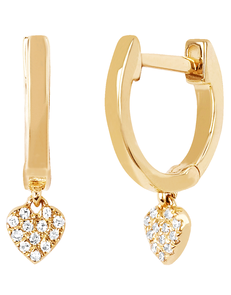 EF COLLECTION, Diamond Heart Drop Huggie Earrings