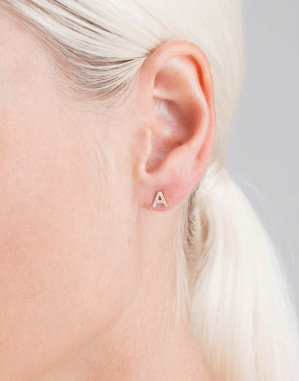 EF COLLECTION, Diamond Initial A Stud Earring