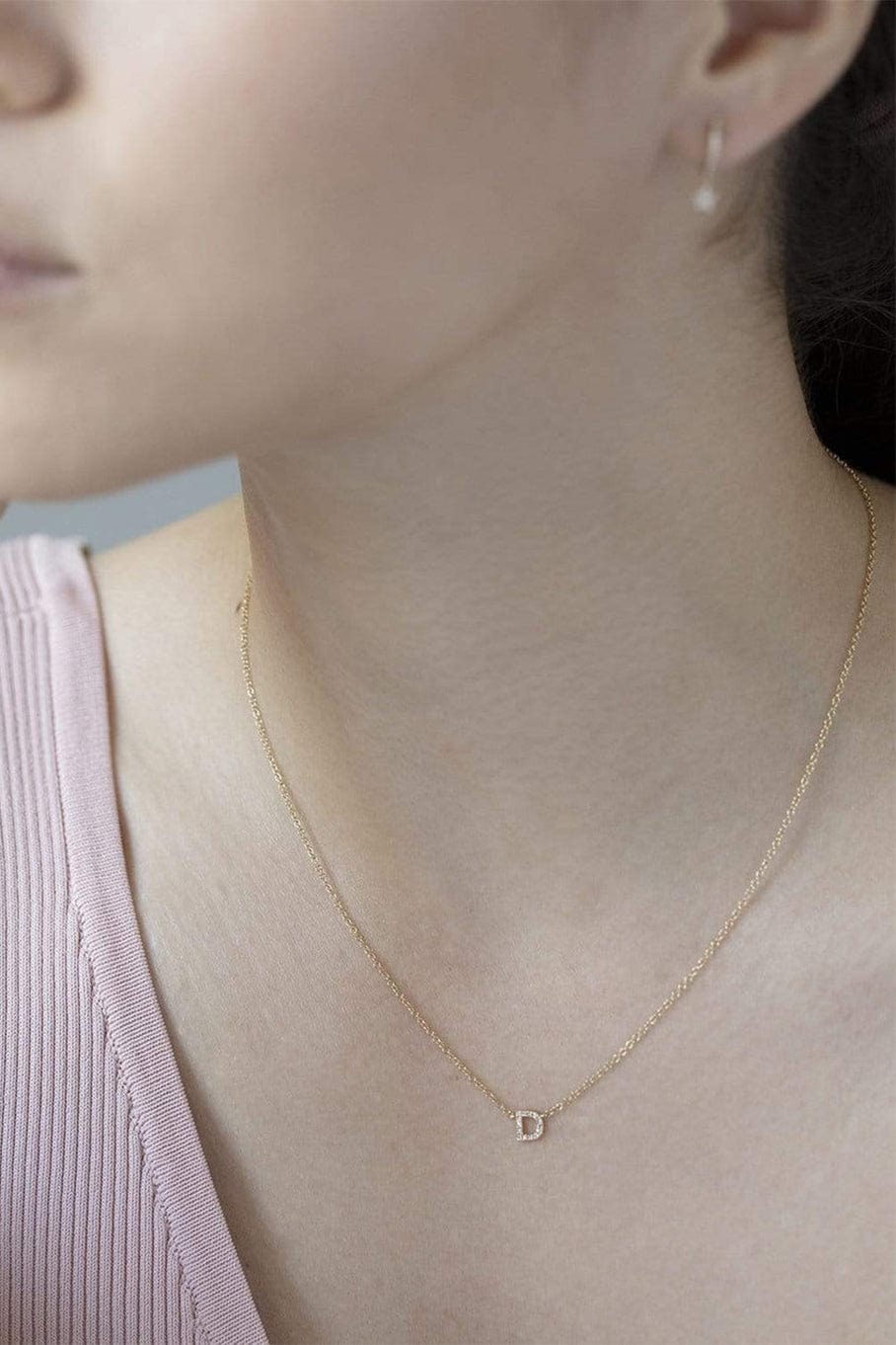 EF COLLECTION, Diamond Initial D Necklace