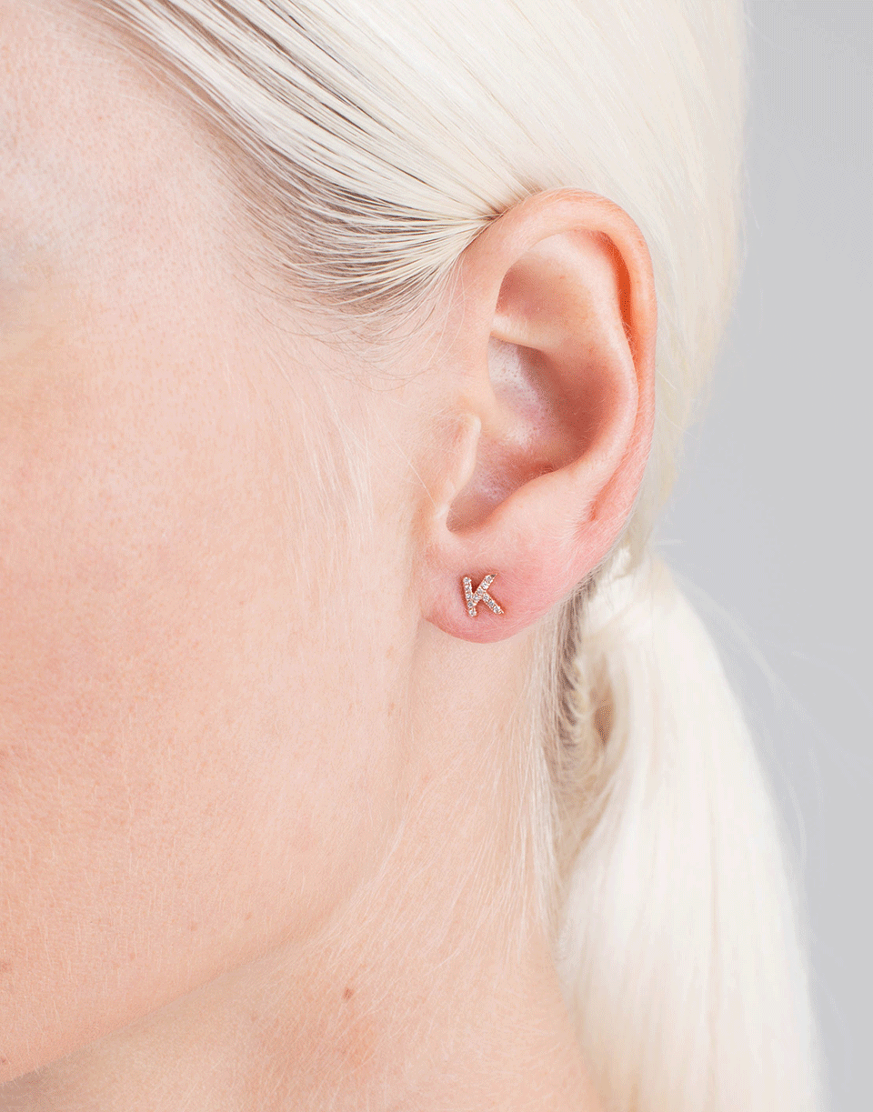 EF COLLECTION, Diamond Initial K Stud Earring