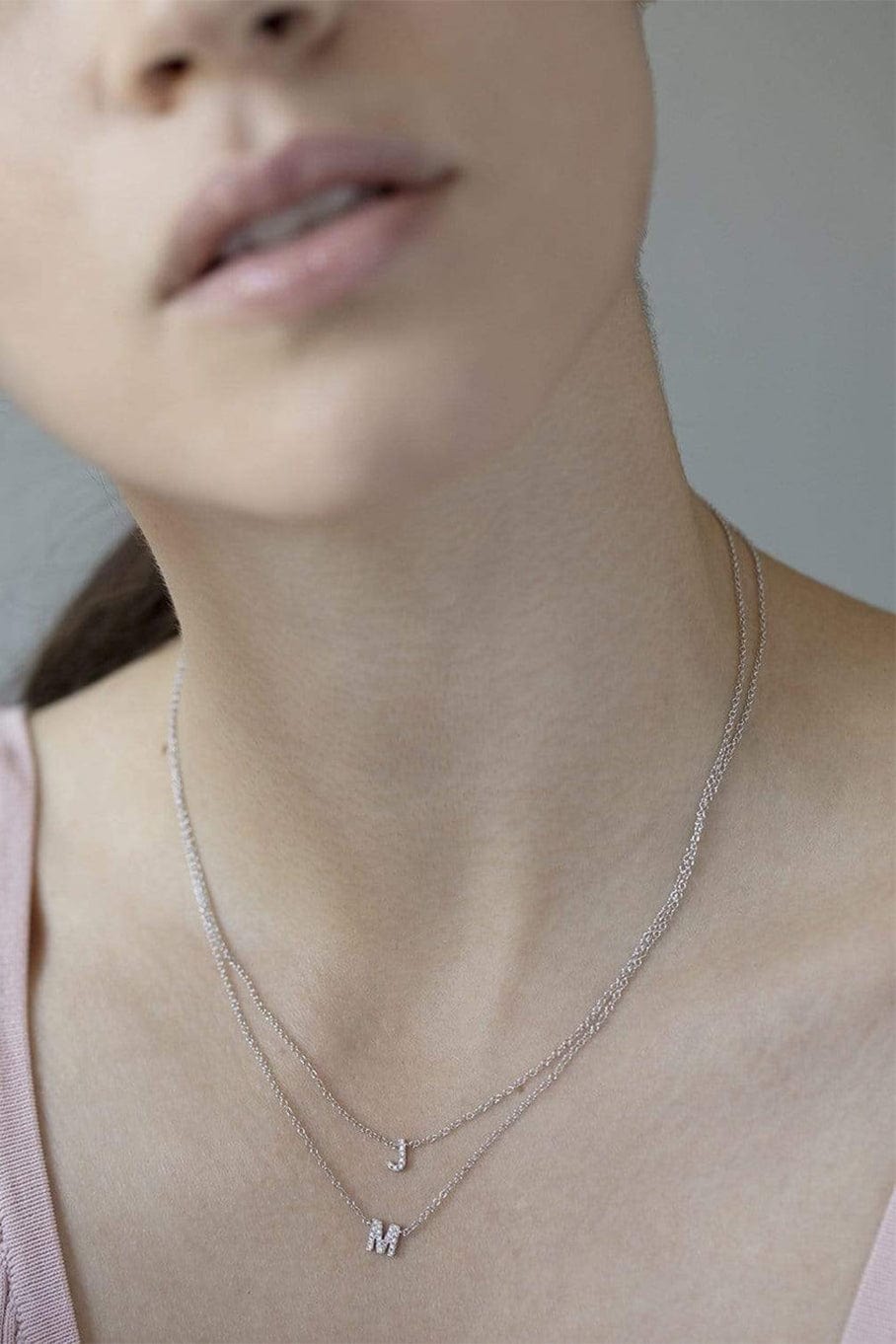 EF COLLECTION, Diamond Initial M Necklace