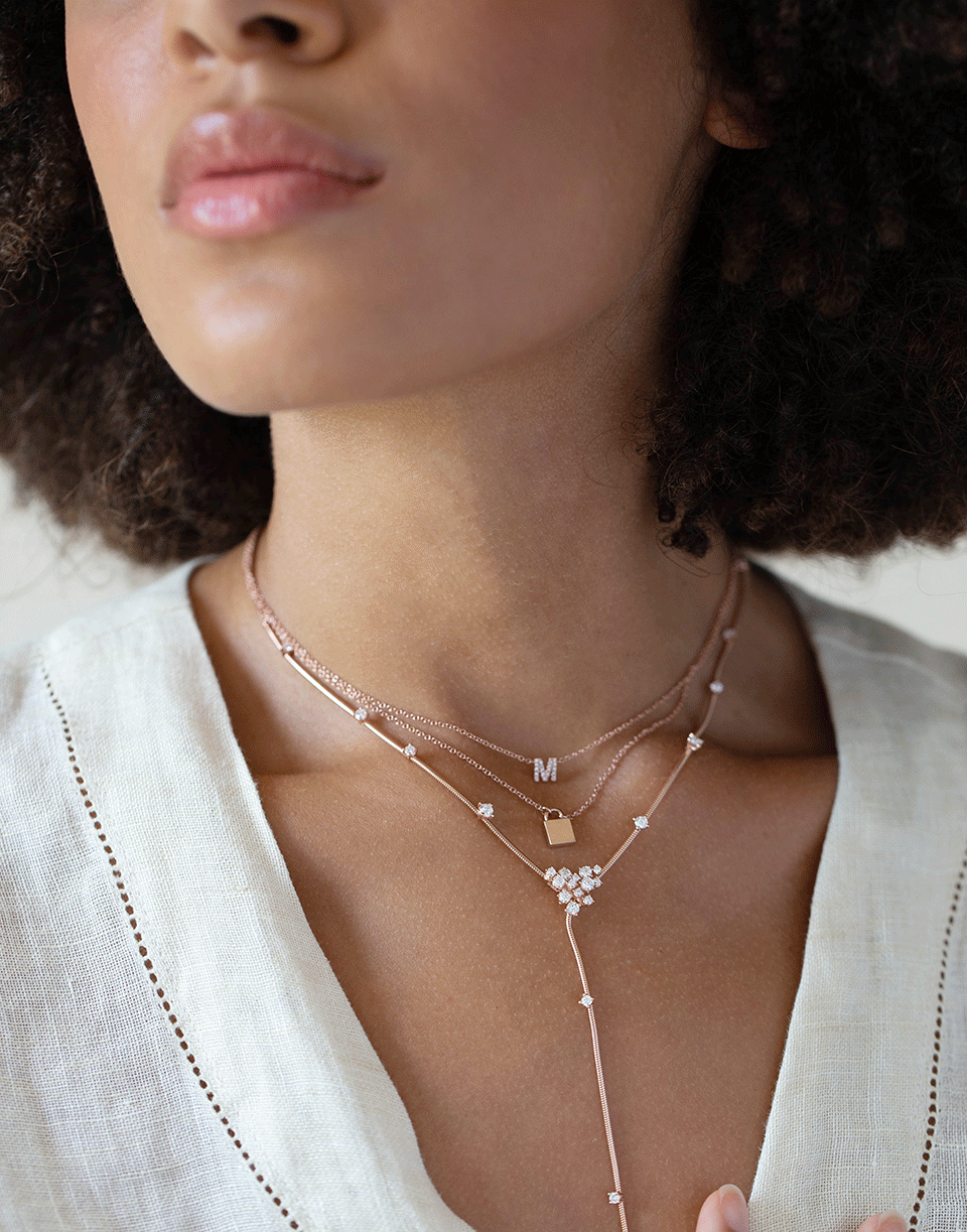 EF COLLECTION, Diamond Initial M Necklace