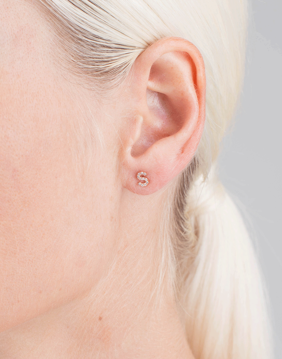 EF COLLECTION, Diamond Initial S Stud Earring