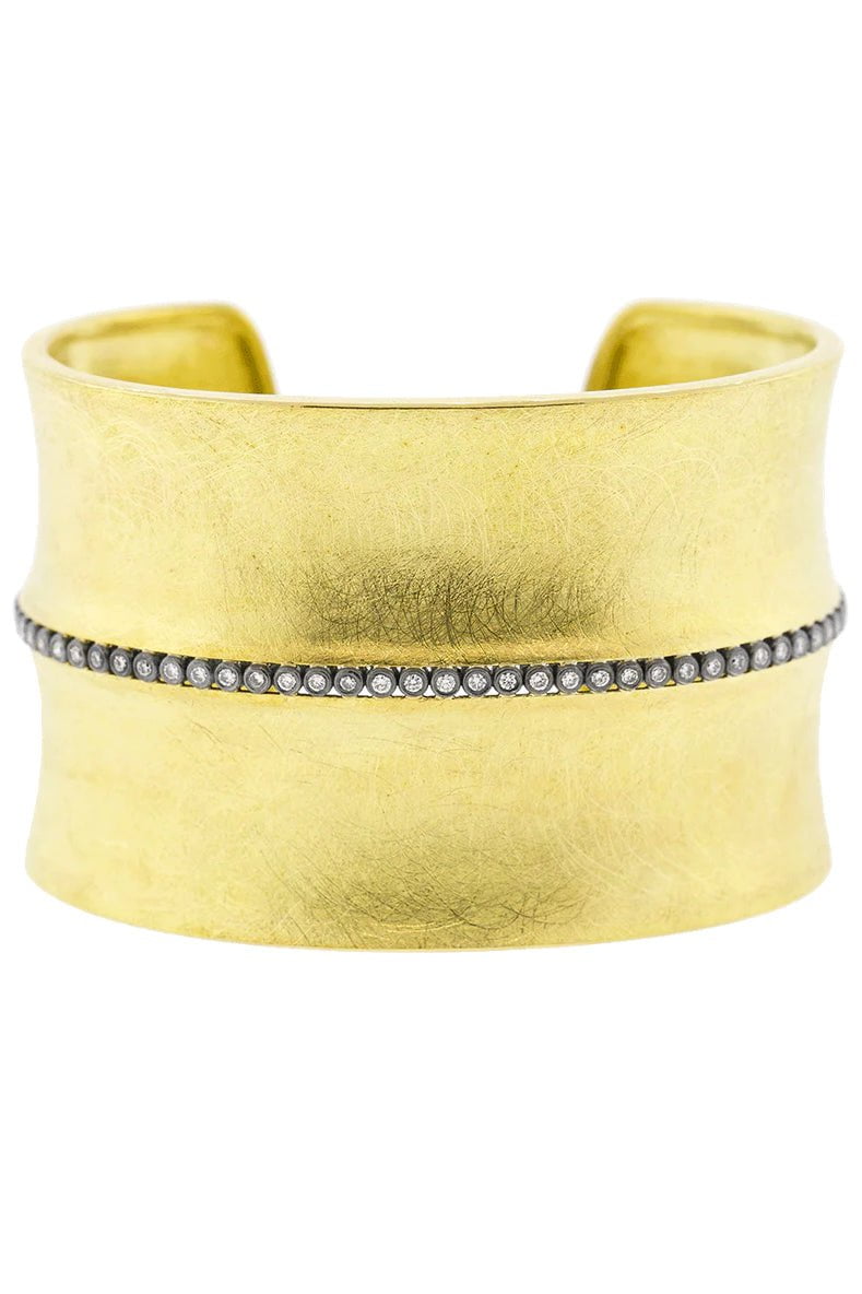 TODD REED, Diamond Line Wide Gold Cuff