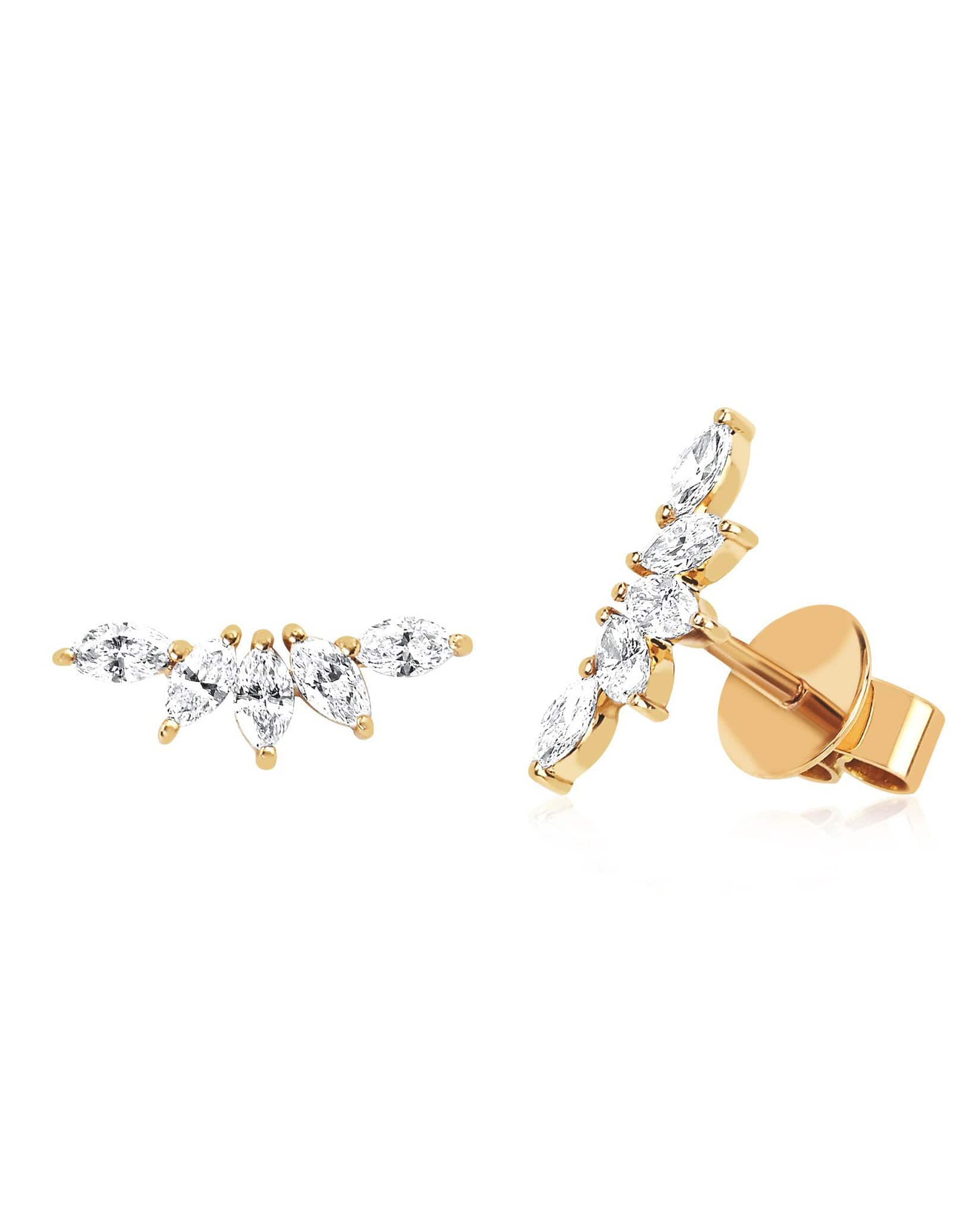 EF COLLECTION, Diamond Marquise Fan Earrings