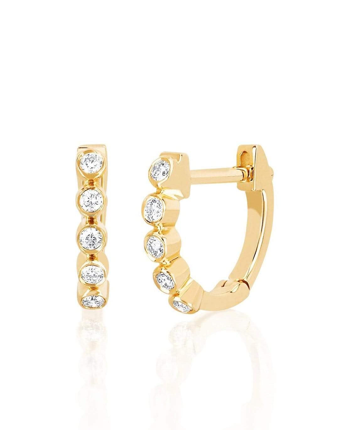 EF COLLECTION, Diamond Mini Bezel Huggie Earrings