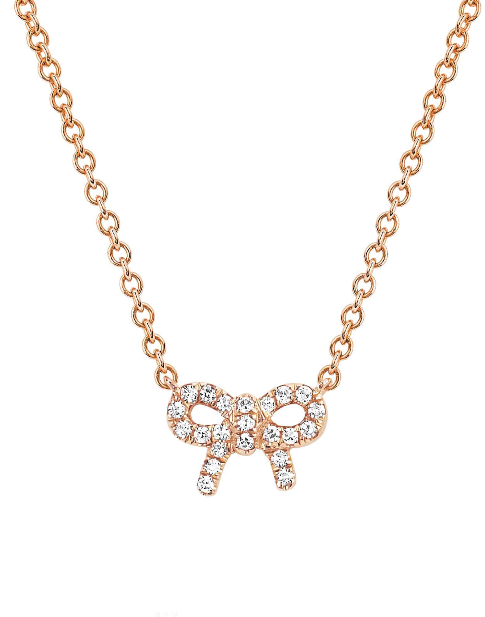 EF COLLECTION, Diamond Mini Bow Necklace