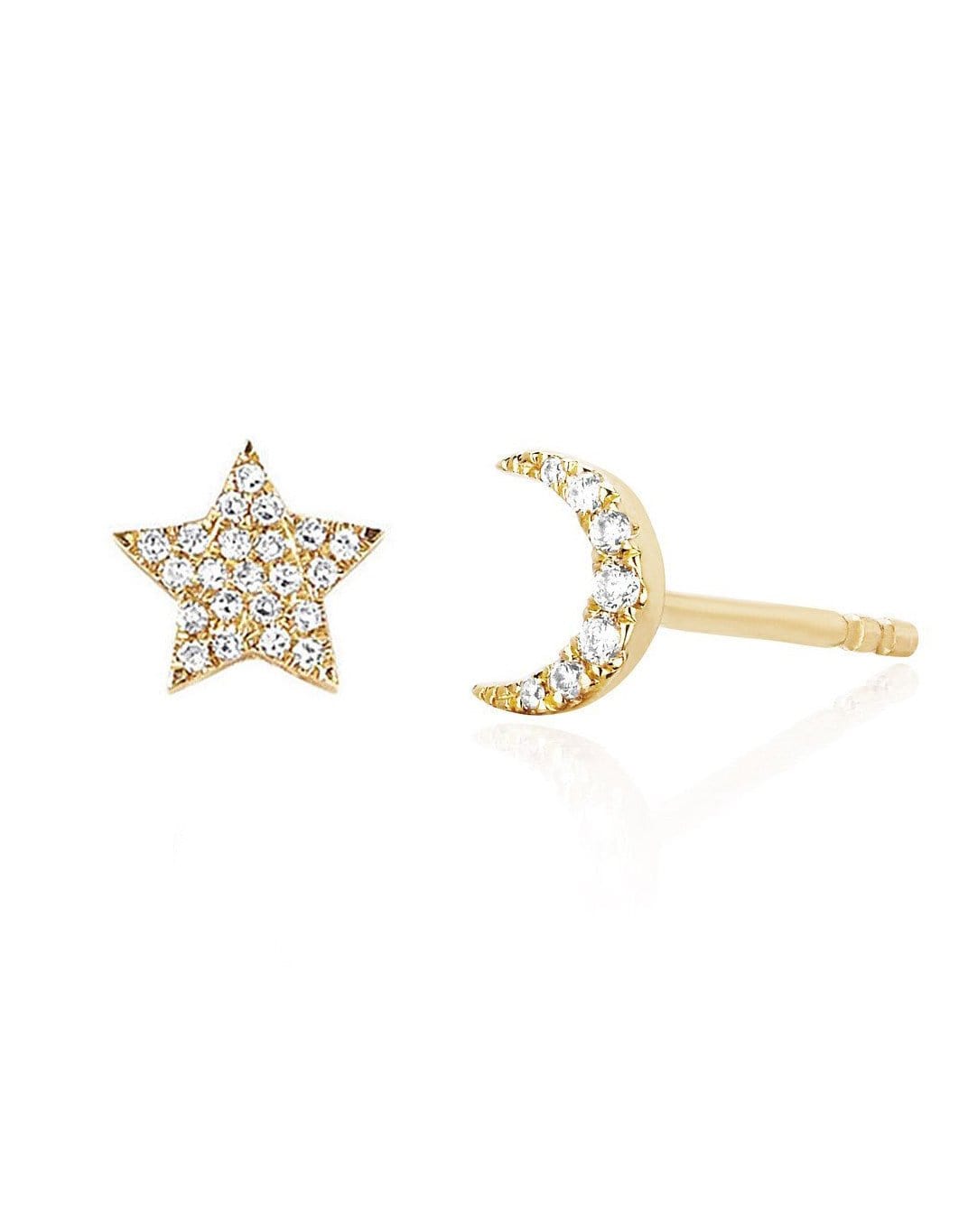 EF COLLECTION, Diamond Mini Moon and Star Earrings