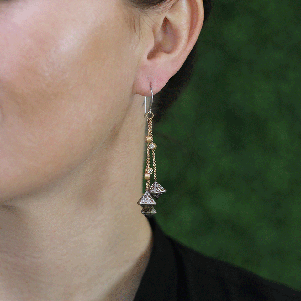 TODD REED, Diamond Octahedron Drop Earrings