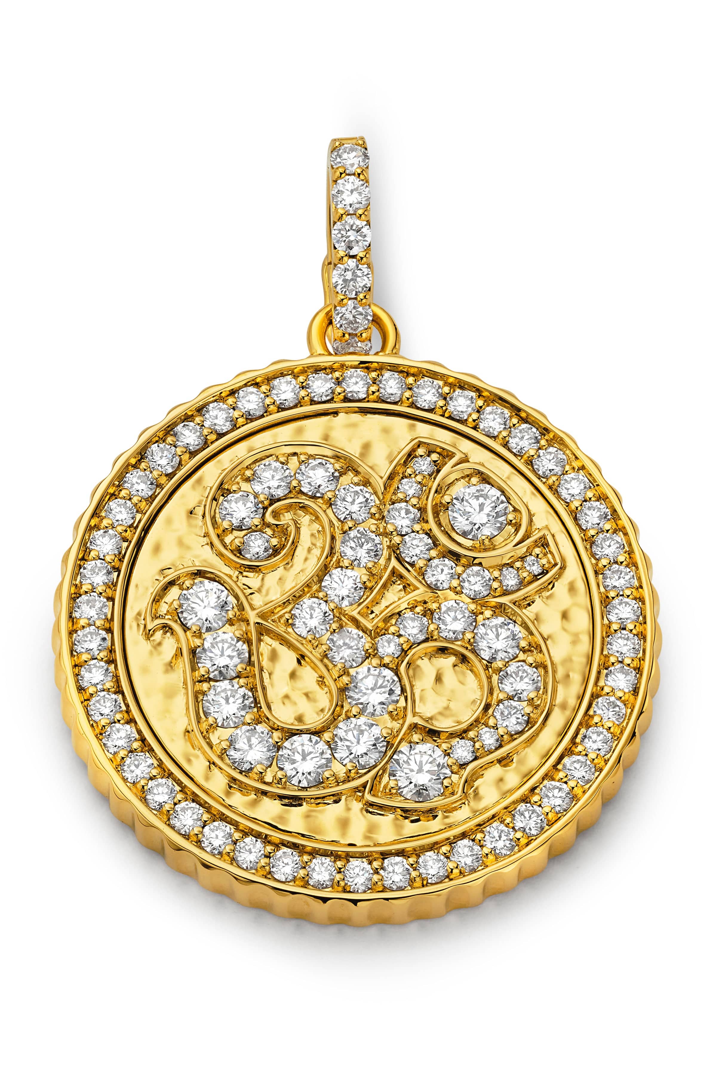 BUDDHA MAMA, Diamond Om Coin Pendant