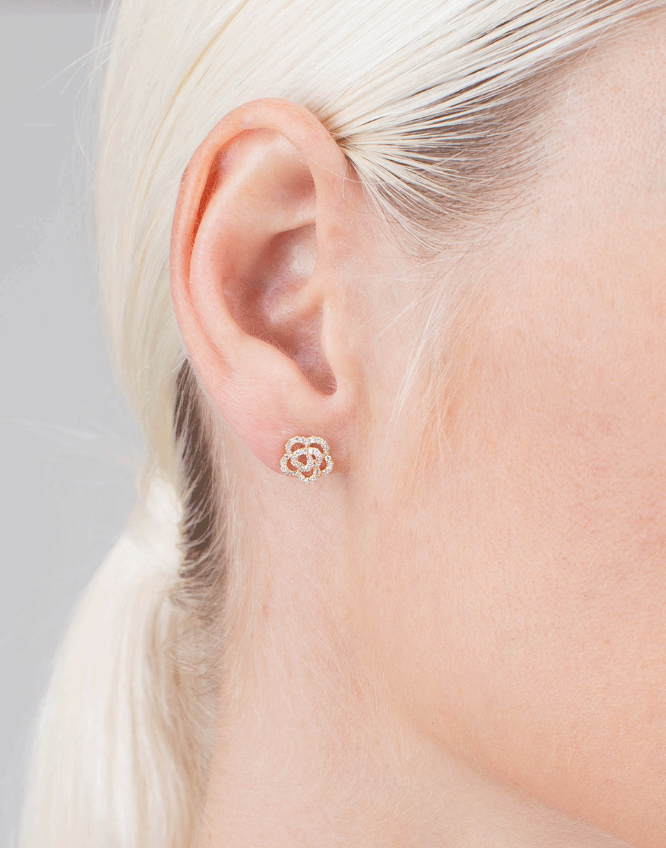 EF COLLECTION, Diamond Rose Stud Earrings