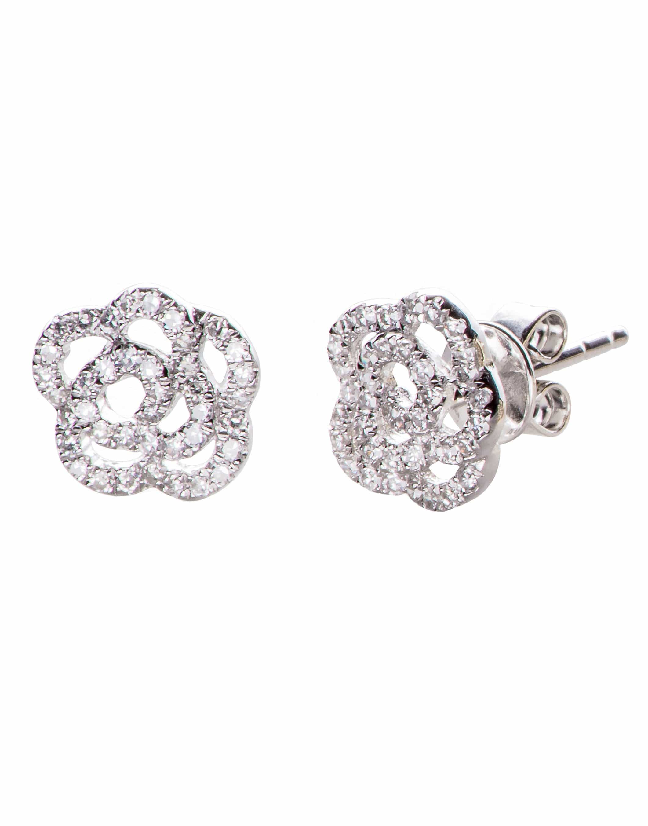 EF COLLECTION, Diamond Rose Stud Earrings