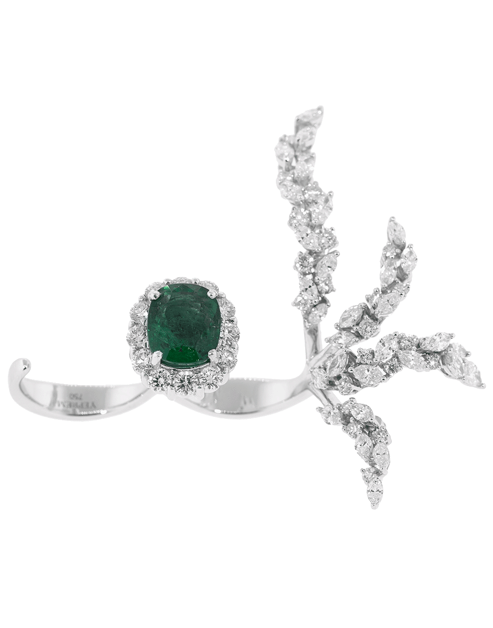 YEPREM JEWELLERY, Diamond and Emerald Two Finger Ring