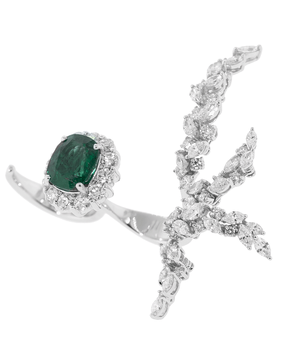 YEPREM JEWELLERY, Diamond and Emerald Two Finger Ring