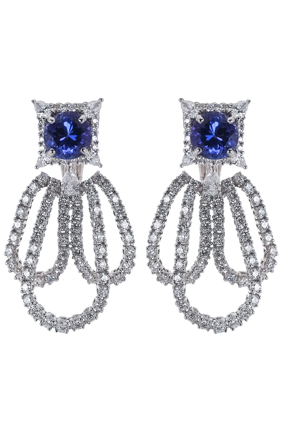 YEPREM JEWELLERY, Diamond and Tanzanite Loop Earrings