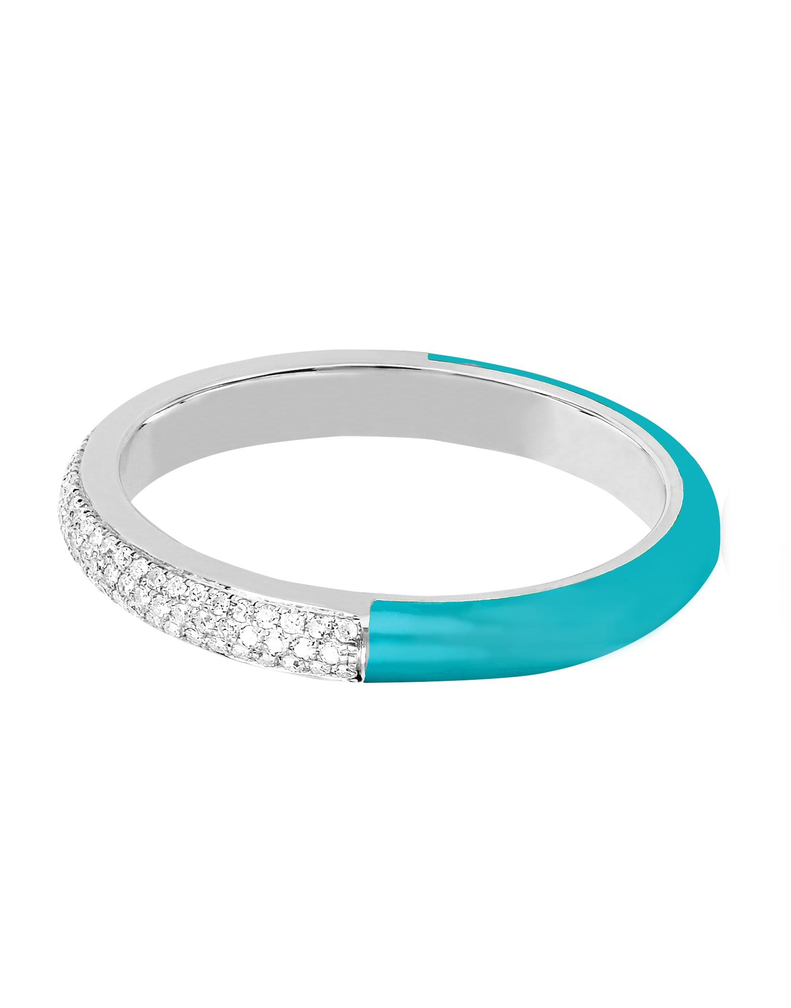 EF COLLECTION, Diamond and Turquoise Enamel Band Ring