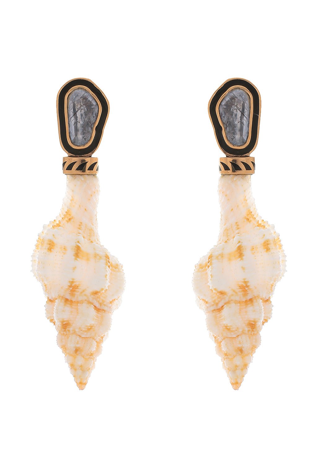 DEZSO BY SARA BELTRAN, Mitra Shell Polki Diamond Earrings