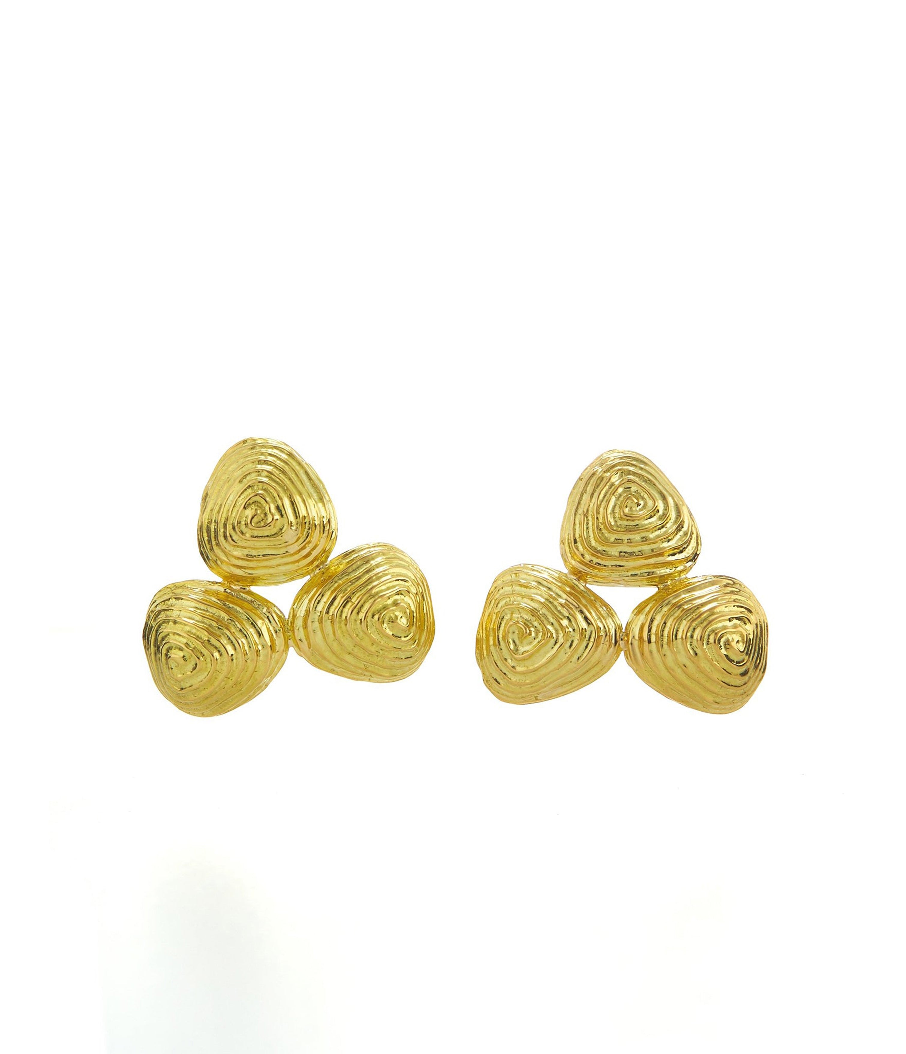 David Webb Workshop, Three Leaf Zen Earrings, Gold