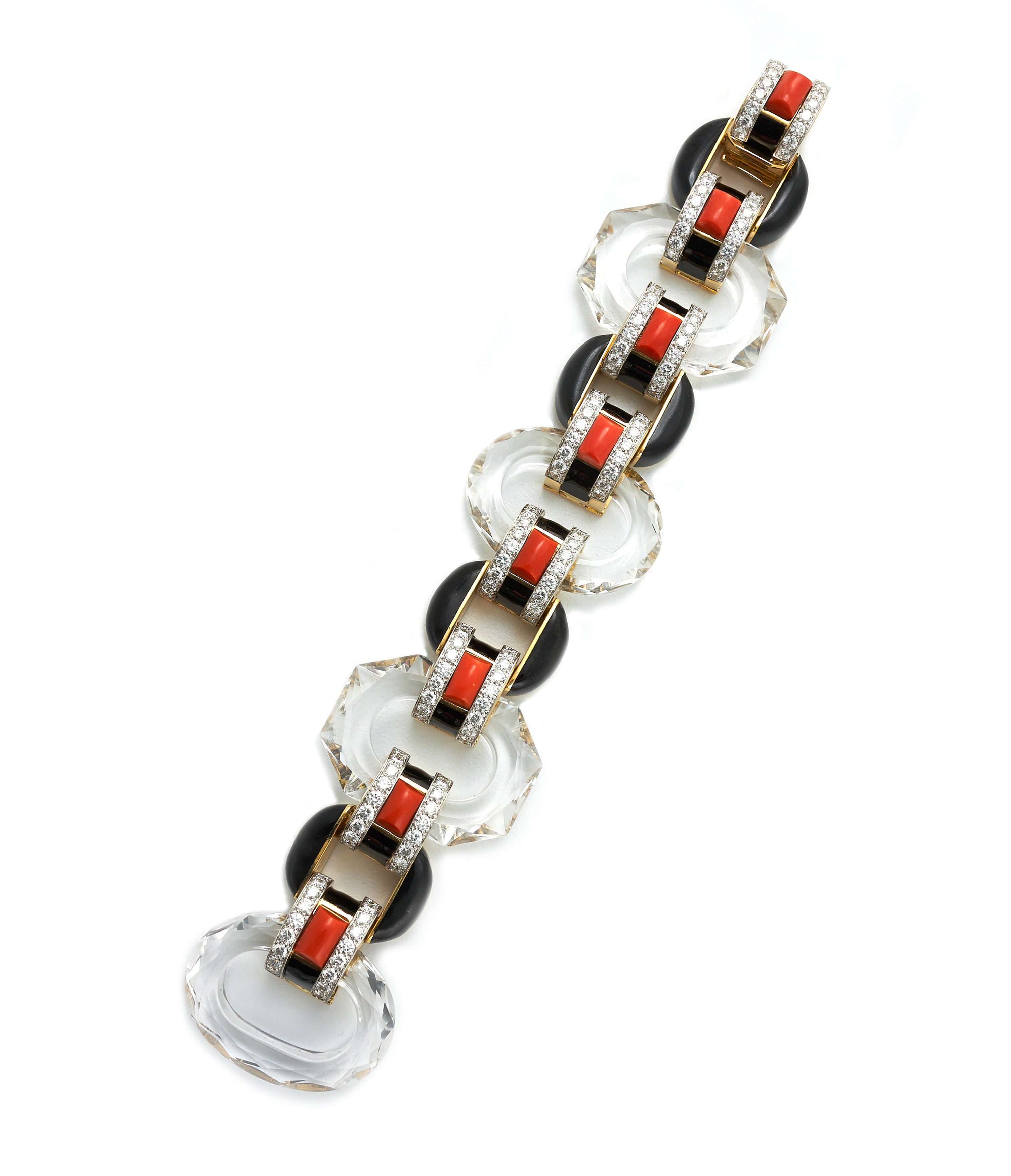 David Webb Workshop, Tuxedo Bracelet, Coral