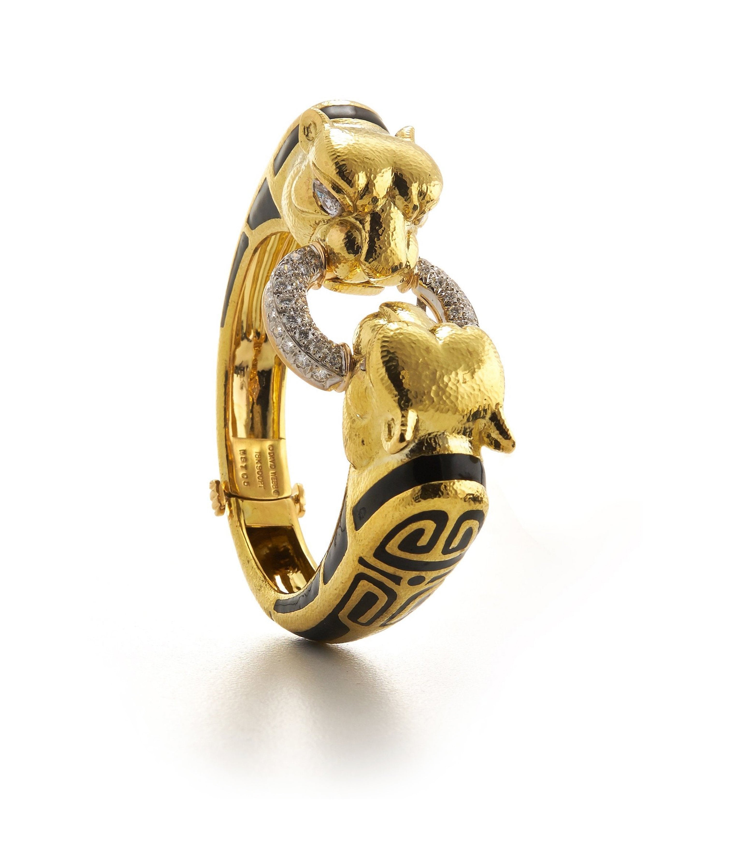 David Webb Workshop, Twin Lion Scroll Bracelet